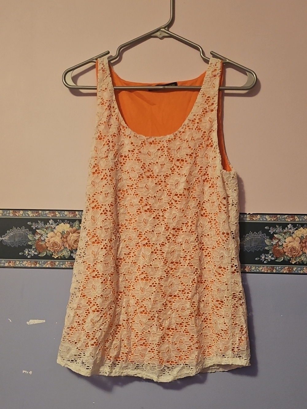 Maurices Cream Lace Camisole with Orange Lining